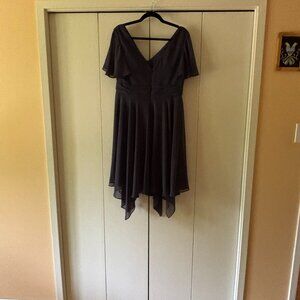 JJs House A-Line V-Neck Asymmetrical Chiffon Cocktail Dress (colour - stormy)
